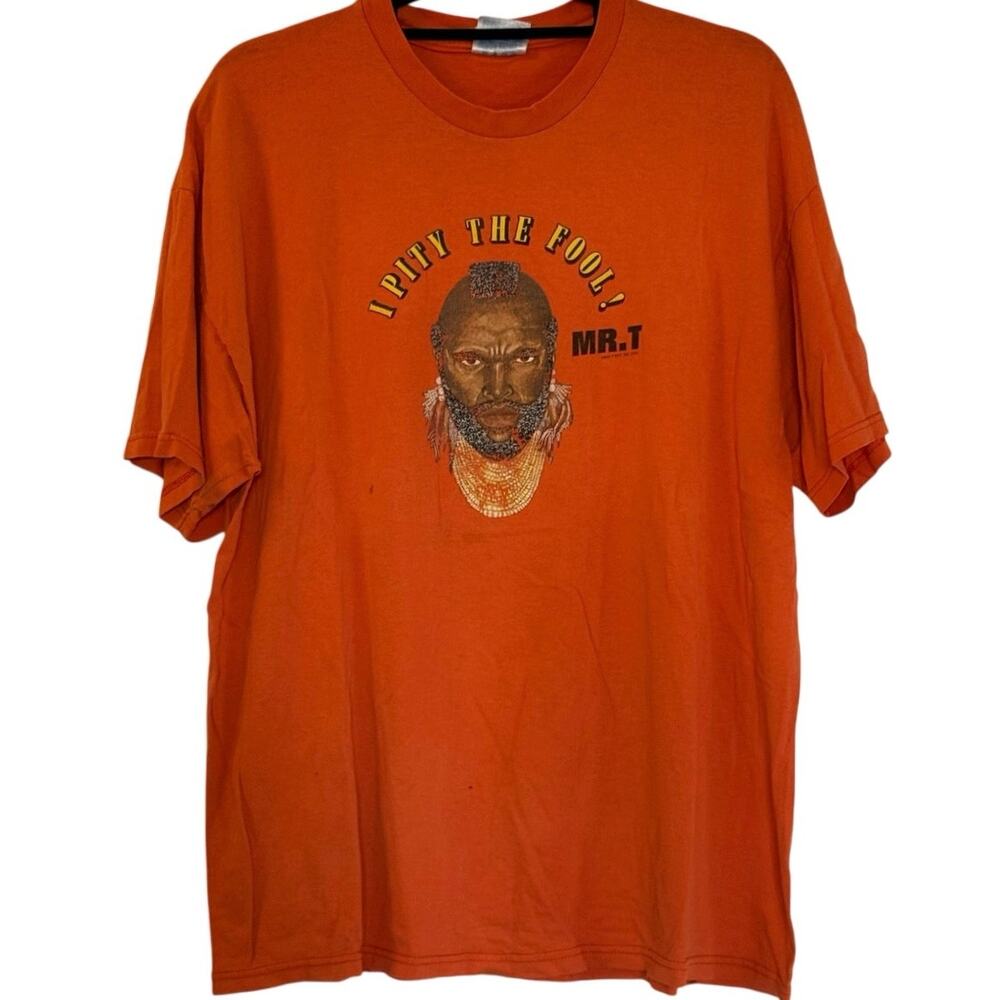 Vintage Y2K I Pity the Fool Mr. T 2000 Orange Shirt Adult XL